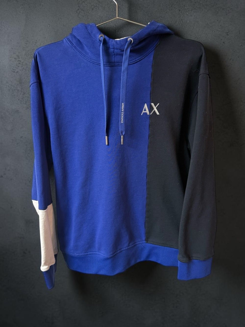A/X Armani Exchange Blue, Black & White Panel Hoodie